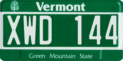 VT license plate XWD144