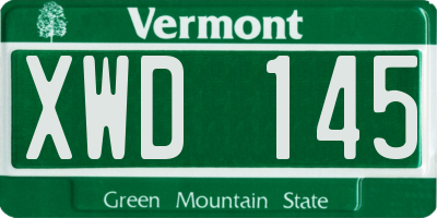 VT license plate XWD145