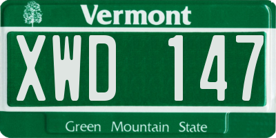 VT license plate XWD147