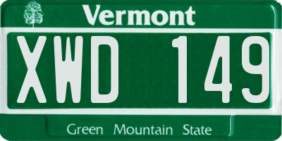 VT license plate XWD149