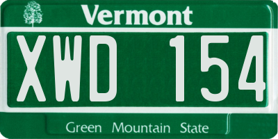 VT license plate XWD154