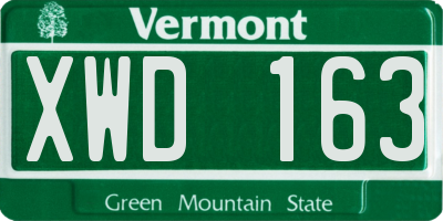 VT license plate XWD163