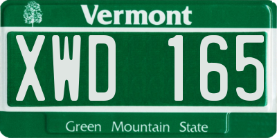 VT license plate XWD165
