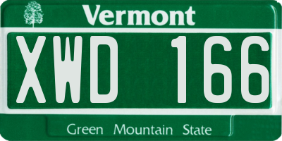 VT license plate XWD166