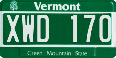 VT license plate XWD170