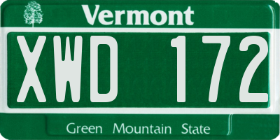 VT license plate XWD172