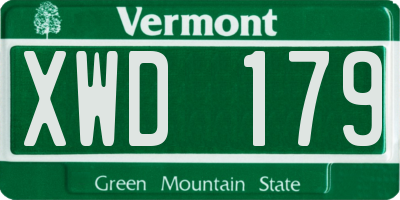 VT license plate XWD179