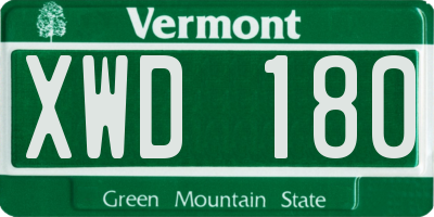 VT license plate XWD180