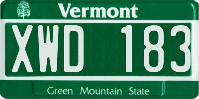 VT license plate XWD183