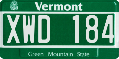 VT license plate XWD184
