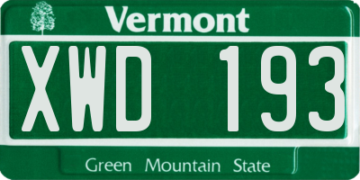 VT license plate XWD193