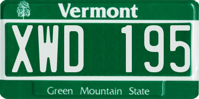 VT license plate XWD195