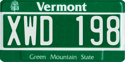 VT license plate XWD198