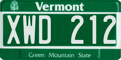 VT license plate XWD212