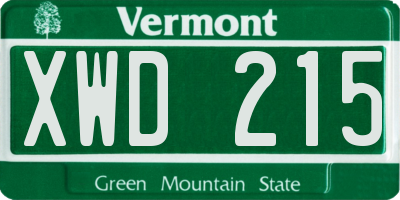 VT license plate XWD215