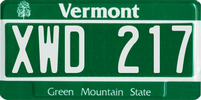 VT license plate XWD217