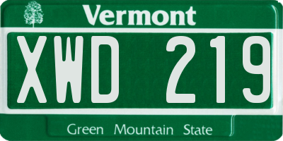 VT license plate XWD219