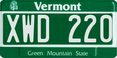 VT license plate XWD220