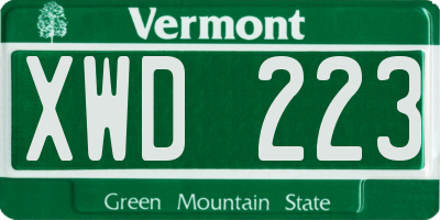 VT license plate XWD223