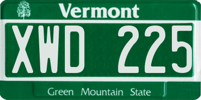 VT license plate XWD225