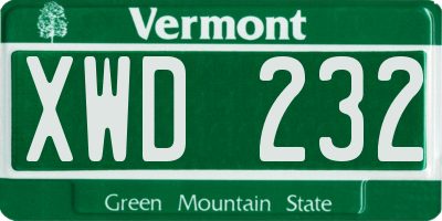 VT license plate XWD232