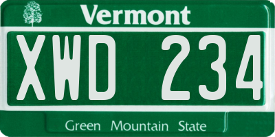 VT license plate XWD234