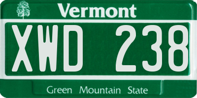 VT license plate XWD238