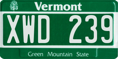VT license plate XWD239