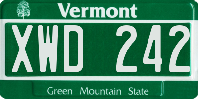 VT license plate XWD242