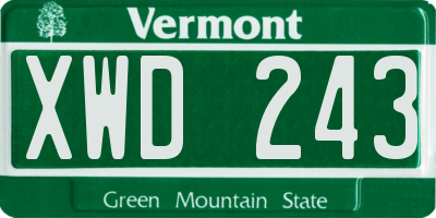 VT license plate XWD243