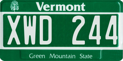 VT license plate XWD244