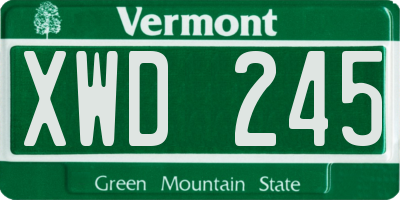 VT license plate XWD245