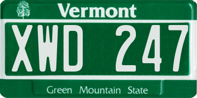 VT license plate XWD247