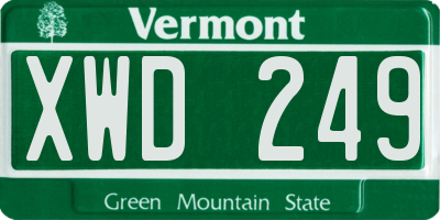 VT license plate XWD249