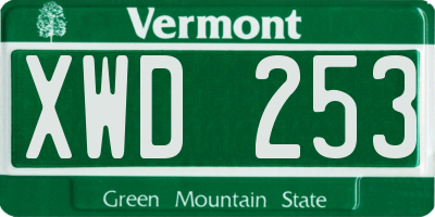 VT license plate XWD253