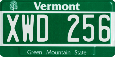 VT license plate XWD256