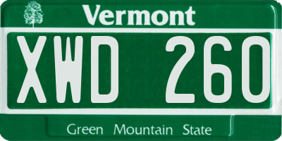 VT license plate XWD260