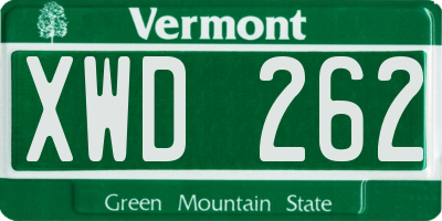 VT license plate XWD262