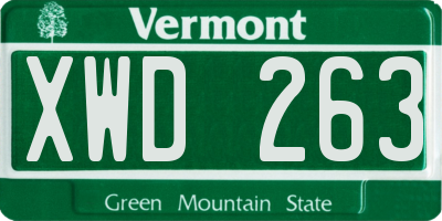 VT license plate XWD263
