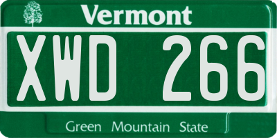 VT license plate XWD266