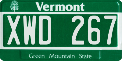 VT license plate XWD267