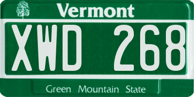 VT license plate XWD268