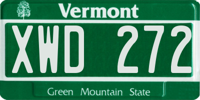 VT license plate XWD272