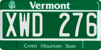 VT license plate XWD276