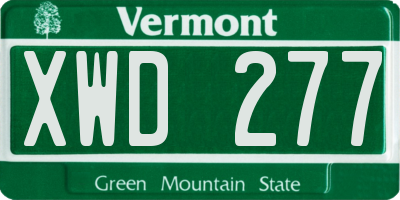 VT license plate XWD277