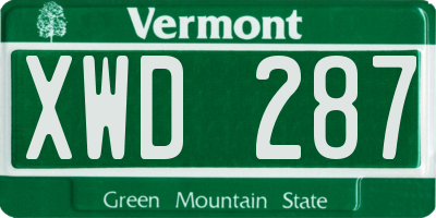 VT license plate XWD287