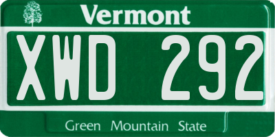 VT license plate XWD292