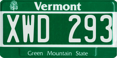 VT license plate XWD293