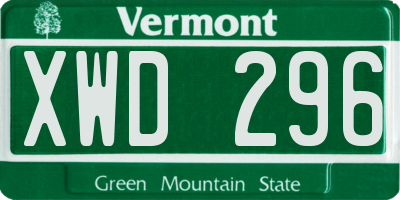 VT license plate XWD296