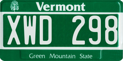 VT license plate XWD298